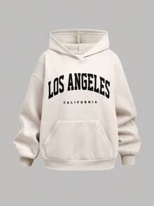 Girlism Teen Girl Autumn/Winter Letter Print Drop Shoulder Long Sleeve Hoodie With Pocket And Wide Leg Pants Casual Suit, Suitable For Sports, Business Casual Fall - Multicolor - View 8