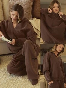 GLOWMODE 厚重羊毛超大连帽夹克，侧口袋，加厚保暖，冬季