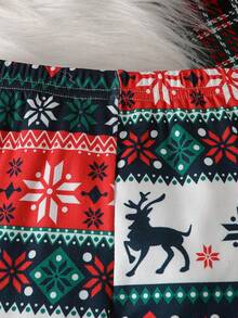 SHEIN Young Boy Minimalist Christmas Festive Pattern Long Sleeve Snug Fit Top And Pants Pajama Setsnug Fit" Kids Christmas Pajama Family Christmas Pajamas Fall Winter - Multicolor - View 9