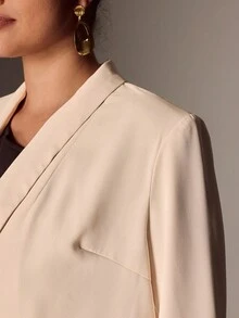 Juhart Plus Size Tall Women's Blazer Jacket, Versatile For Commuting And Casual Wear Winter Fall Autumn - Apricot - View 7