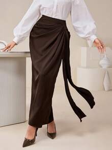 Veilorie Solid Color Casual Versatile Women Skirt