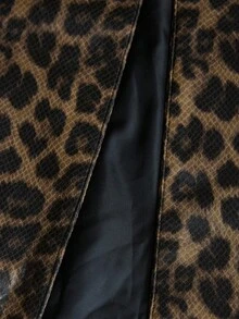 Aveloria Rosie Jachetă lungă cu imprimeu leopard, din piele întoarsă artificială, cu rever clasic, cu curea, în talie, stil european și american - Multicolor - Vizualizare 7