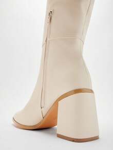 Solezae Giày bốt cao đến đầu gối mũi nhọn gót dày quyến rũ, gợi cảm dành cho nữ - trắng - Xem 6