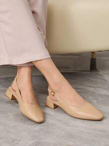 女士尖头扣环休闲一脚蹬凉鞋 - 藕粉色 - 查看 4