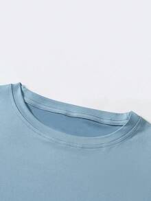 EMERY ROSE A Casual Large-Sized Women's Short-Sleeved T-Shirt With A Galloping Horse Pattern - Blue - View 3