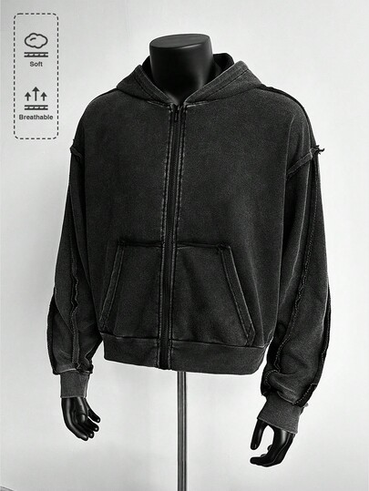 Street Life Sudadera con capucha y bolsillo con cremallera casual para hombre, otoño