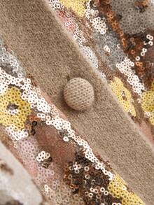 Elaquor Plus Size Women Floral Pattern Drop Shoulder Long Sleeve Casual Knit Cardigan, Autumn/Winter