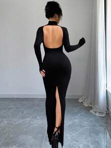 INAWLY Women's Casual Solid Color Turtleneck Bodycon Dress For Autumn Fall Cloth For Women