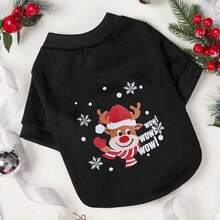 PETSIN 1 Stück Haustier Weihnachts-Weihnachtsmann-Muster Fleece Schwarzer Sweatshirt - Schwarz - Übersicht 5