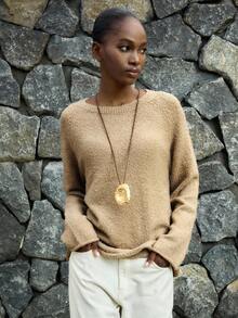 Lumivelle 女式休闲插肩袖套头衫 - 卡其色 - 查看 6