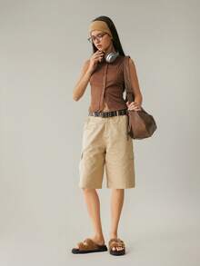 Solecia 女式搭扣设计毛绒厚底复古拖鞋 - 棕色 - 查看 8