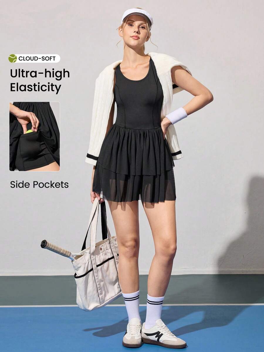 CourtClass 户外健身跑步服 - 黑色 - 查看 1