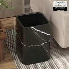 2025 新款大理石垃圾桶，家用客厅、浴室、厨房、卧室，翻盖卫生纸架，酒店和民宿，豪华大容量垃圾桶 - 彩色 - 查看 21