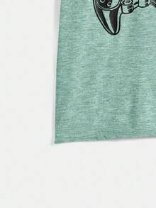 SHEIN Tween Boy Video Game Graphic Dropped Shoulder T-Shirt, Casual & Comfortable For Daily Wear, Summer - Green - View 5