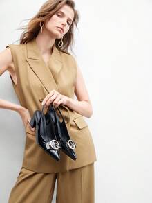 CUCCOO BIZCHIC Women's Pointed Toe Buckle Design Fashionable High Heel Pumps For Daily Wear - Black - View 4