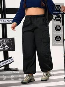 Pantalones vaqueros talla grande para exteriores, para senderismo, con protección solar, ligeros y de secado rápido para camping - Negro - Ver 1