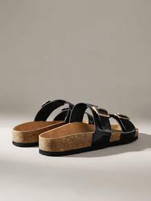 Solecia New French Style Casual Flat Beach Sandals - Black - View 4