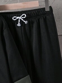 SHEIN 青少年男孩连帽运动衫和运动裤套装，黑色修身款，休闲学院风，舒适时尚，百搭，面料柔软，适合日常穿着、上学、郊游、户外活动、秋冬、返校 - 彩色 - 查看 9