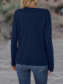 EMERY ROSE Áo thun hở vai họa tiết nút bấm phối màu dành cho nữ - Hồng - Xem 2