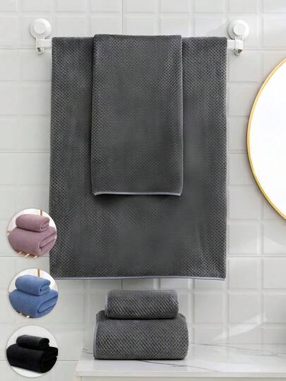 SHEIN 1/2 st handdukar med ananastextur, supermjuk och snabbtorkande korallfleece, absorberande och fäller inte fläckar. För ansikte, kropp och händer. Perfekt för vuxna, par, salong, badrum, skolmaterial.