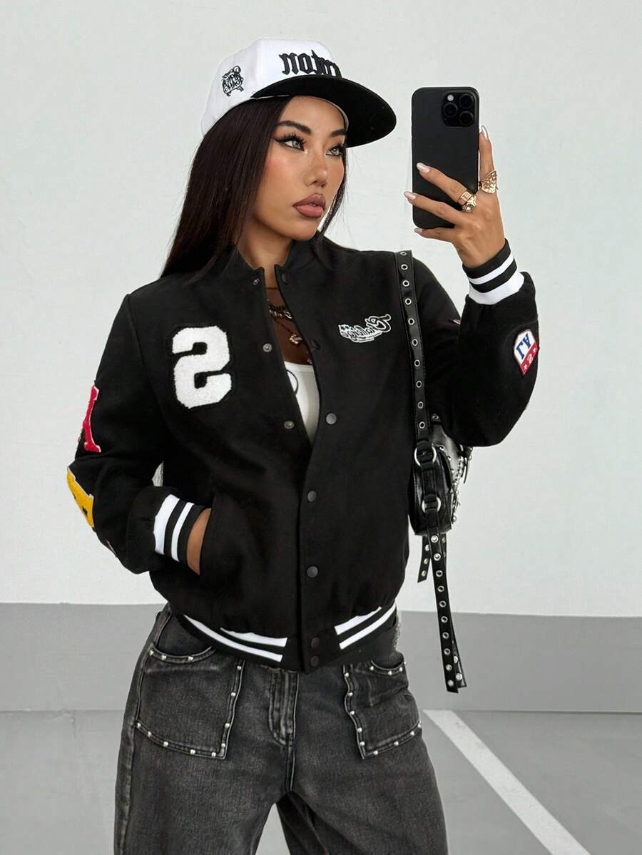 StreetHx 女士时尚黑色休闲运动夹克 - 黑色 - 查看 1