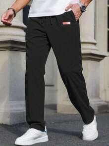 男童黑色休闲裤，舒适时尚，百搭，面料柔软，适合日常穿着、上学、外出、户外活动、冬季和秋季穿着。 - 黑色 - 查看 2