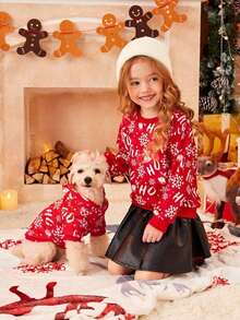 PETSIN 1 buah Kaos Hoodie Natal Motif Kepingan Salju untuk Hewan Peliharaan - MultiWarna - View 4