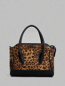 Ontre Women's Leopard Print Retro Fashion Handbag, Suitable For Daily Commute And Travel - Brown - View 1