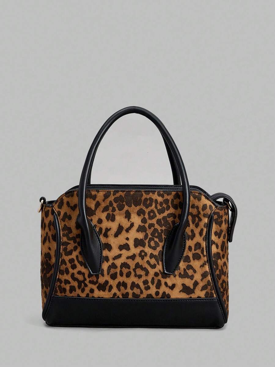 Ontre Women's Leopard Print Retro Fashion Handbag, Suitable For Daily Commute And Travel - Brown - View 1