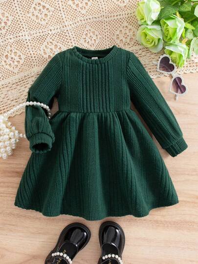 SHEIN Babygirl Casual Knit Long Sleeve Top, Versatile In Olive Green Fall Winter