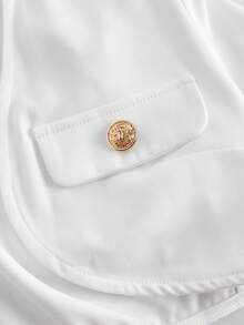 SHEIN MOD 秋冬女式纯色休闲短款轻便夹克 - 白色 - 查看 3