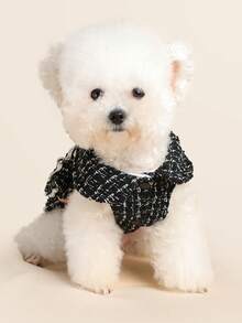 PETSIN 1pc Pet Socialite Style Black Dress Dress With Small Backpack, Autumn And Winter Thick Warm Princess Style Dress, Suitable For Cats And Dogs To Wear Clothes - Black - View 6