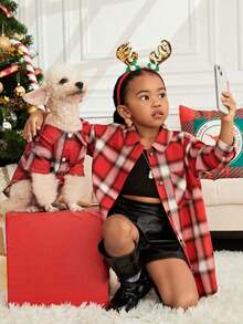 PETSIN 圣诞红白格子宠物衬衫