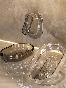 1pc Premium Dual-Layer Bathroom Soap Dish Holder, Wall-Mounted Soap Dish Rack, Stainless Steel Soap Saver Storage, No Drill Required Back To School Bathroom Accessories - Multicolor - View 1