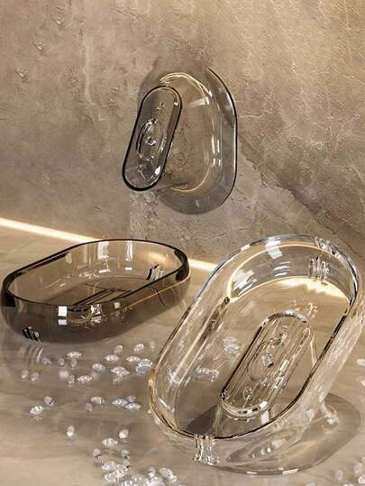 1pc Premium Dual-Layer Bathroom Soap Dish Holder, Wall-Mounted Soap Dish Rack, Stainless Steel Soap Saver Storage, No Drill Required Back To School Bathroom Accessories