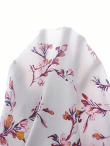 EMERY ROSE Plus Size Casual Floral All-Over Print Drawstring Waist Dress,Summer Dresses For Women - White - View 7