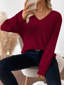EMERY ROSE Women's Casual Loose Fit Long Sleeve T-Shirt With Back Bow Detail, Suitable For Autumn Graphic Tees Women Tops For Spring