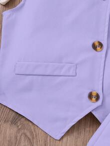 SHEIN 少女上衣，褶裥下摆，优雅两件套