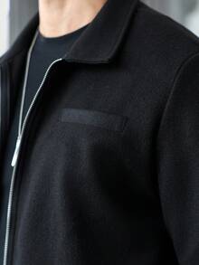 Manfinity CasualCool Manfinity Men's Long Sleeve Black Zip-Up Overcoat ,Ideal For Halloween, Christmas, Daily Streetwear & Casual Dates, Perfect Gift For Boyfriends/Husbands On Anniversaries, Fall Winter