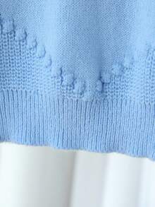 少女可爱休闲浅蓝色3D蝴蝶套头毛衣 毛衣 粉色毛衣 蓝色毛衣 蝴蝶毛衣 蓝色毛衣 毛衣 秋冬毛衣 手工毛衣 - 藍色 - 查看 6