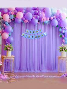 SHEIN 2/4pcs-Tulle Background Curtains, Transparent Background Curtains Suitable For Birthday Parties Wedding Spring Season Parties, Photography Background Decoration,Valentine's Day Decoration, Holiday Party Photography Background Decor,Hanging Curtain Background Decor, Thanksgiving Day, Halloween, Christmas