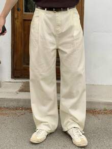 DAZY Men's Plain White Denim Jeans, Spring - Apricot - View 4