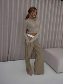 MUSERA Cropped Fitted Button Down Knit Cardigan Classy Cute Sexy Streetwear Night Out Winter Evening Party Elegant Spring Sweater - Apricot - View 3
