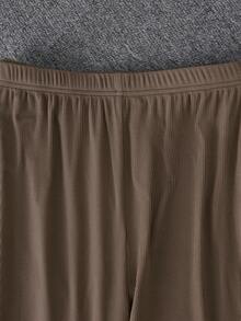 SHEIN Lacomfia 2 pièces/Set Top à manches courtes et pantalon de couleur contrastée élégants et décontractés, ensemble tricoté pour femmes de grande taille - Multicolore - Voir 5