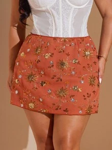 SHEIN BAE Chân váy ngắn đính sequin màu trơn dành cho nữ cỡ lớn, thích hợp dự tiệc, mùa xuân hè, chân váy màu cam mùa đông thu cho nữ, váy Halloween Giáng sinh thanh lịch cho nữ, chân váy dự tiệc dáng đầy đặn, thời trang thu mới cho nữ, chân váy cỡ lớn mùa thu, trang phục Halloween, chân váy dự tiệc cưới, chân váy đi chơi, chân váy dự tiệc, chân váy dạ hội cỡ lớn, chân váy cỡ lớn mùa thu, chân váy nữ cỡ lớn, chân váy thanh lịch, chân váy sinh nhật cho nữ, CURVE, Giáng sinh cho nữ, Ngày Quốc Khánh, chân váy tốt nghiệp màu cam đính sequin lấp lánh. - trái cam - Xem 3