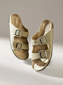 Solecia Men's Adjustable Buckle Design Casual Flat Sandals - Khaki - View 6