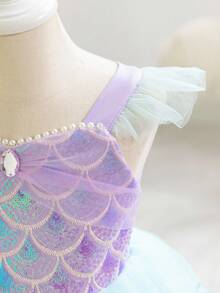 Glamorique Kids 女童公主亮片连衣裙，吊带，短袖，紫色，圣诞节少女连衣裙，新年连衣裙，圣诞儿童礼服，正式舞蹈礼服，舞台表演，优雅服装 - 綠色 - 查看 8