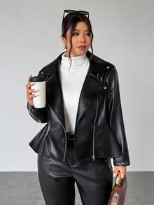 Firerie Manteau ajusté à manches longues noir avec volant à la taille, boucle métallique et fermeture éclair décorative. Convient pour la Saint-Valentin, les concerts, les représentations, les rendez-vous, les dîners de gala, les déplacements, la rentrée, les vacances, le bureau, le style sirène/Y2K - Noir - Voir 8