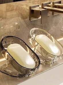 1pc Premium Dual-Layer Bathroom Soap Dish Holder, Wall-Mounted Soap Dish Rack, Stainless Steel Soap Saver Storage, No Drill Required Back To School Bathroom Accessories - Multicolor - View 13