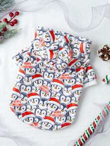 PETSIN 1 件宠物狗连帽运动衫，圣诞老人和驯鹿印花 - 彩色 - 查看 2